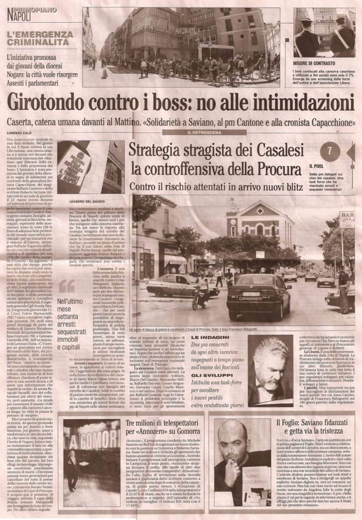 Girotondo contro i boss: no alle intimidazioni