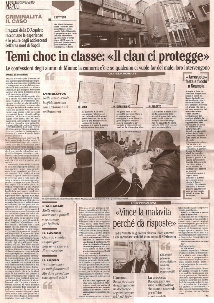 Temi choc in classe «il clan ci protegge»