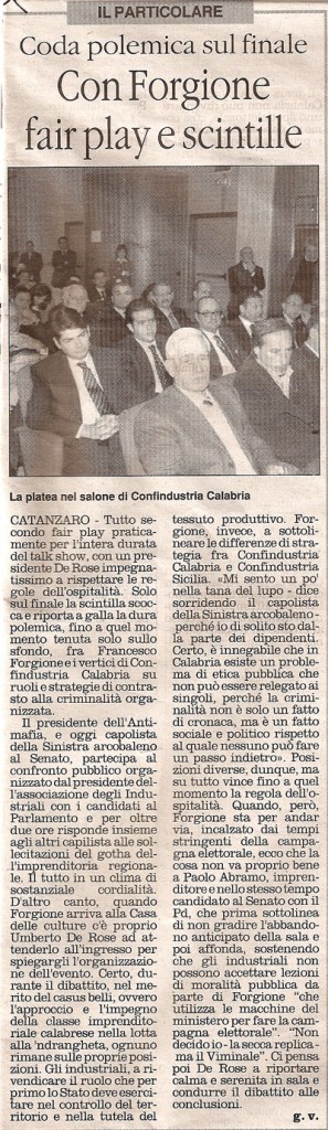 Con Forgione fair play e scintille