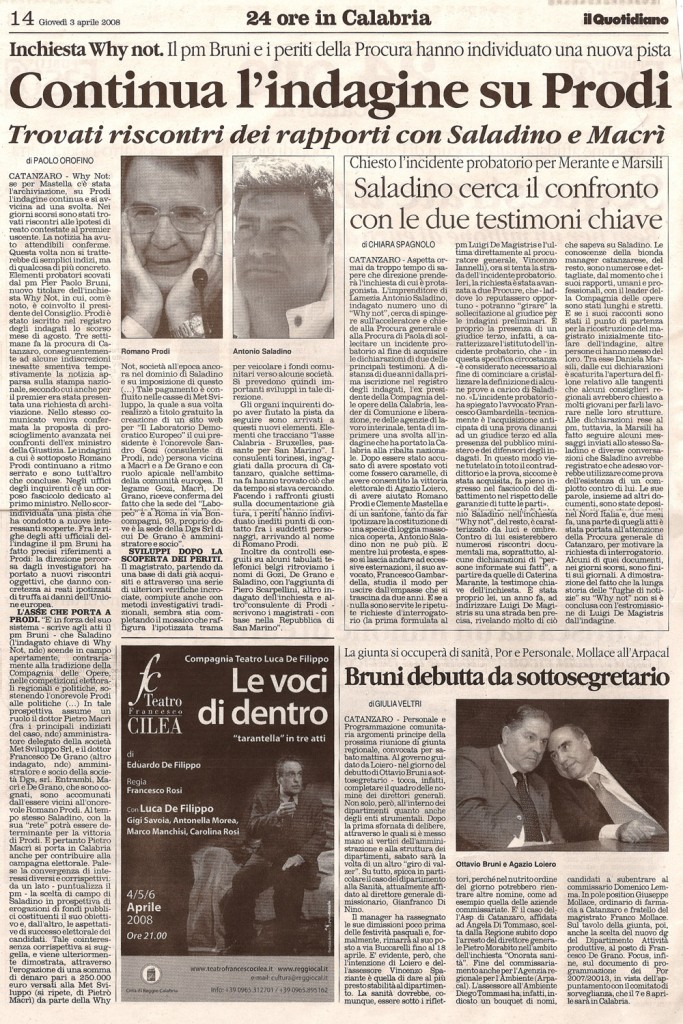 Continua l’indagine su Prodi