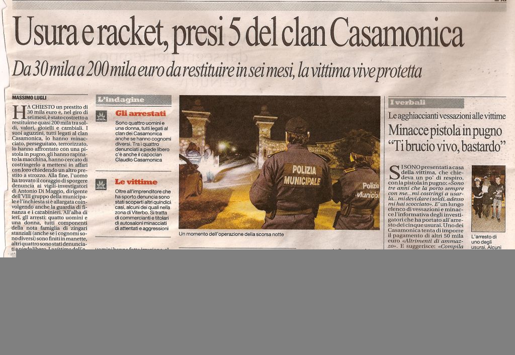 Usura e racket, presi 5 del clan Casamonica