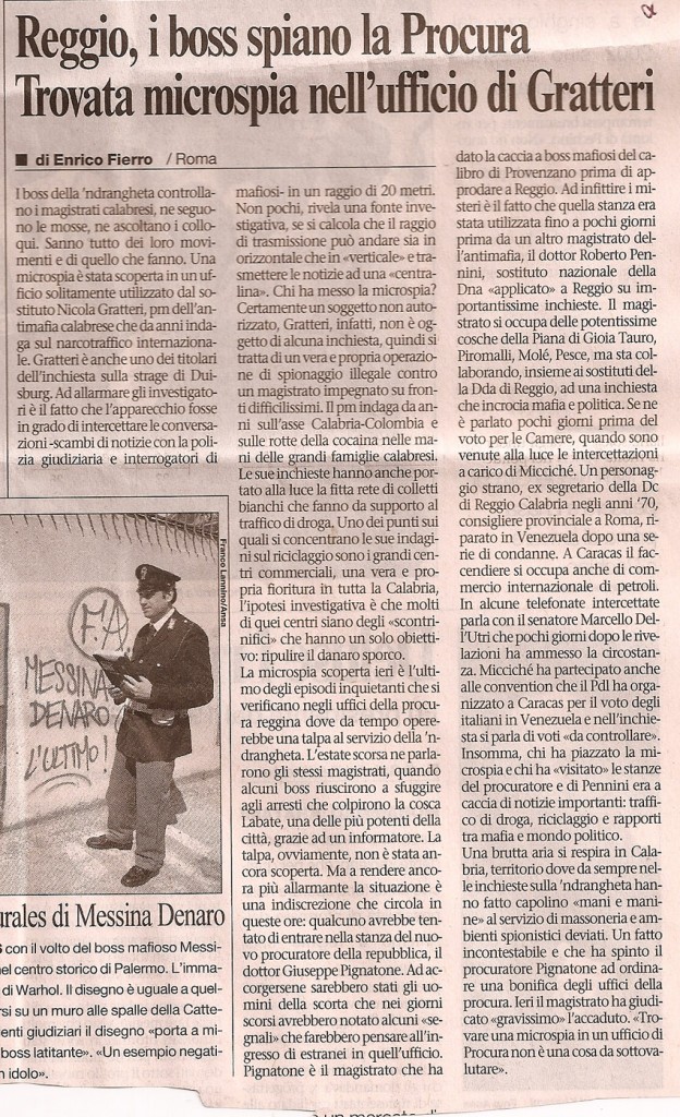 Reggio, i boss spiano la Procura