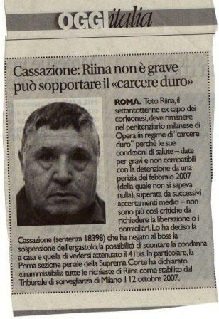 Cassazione: Riina non è grave