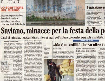 Saviano, minacce per la festa della polizia