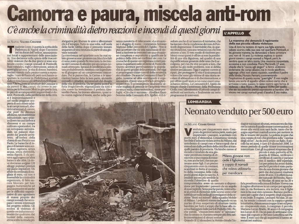 Camorra e paura: miscela anti-rom