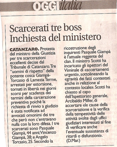 Scarcerati tre boss Inchiesta del ministero