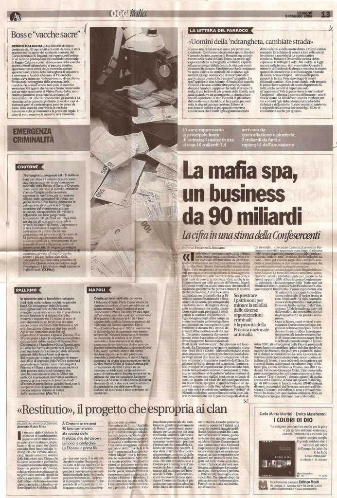 La mafia spa, un business da 90 miliardi