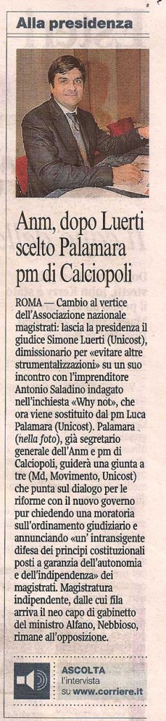 Anm, dopo Luerti scelto Palmara pm di calciopoli