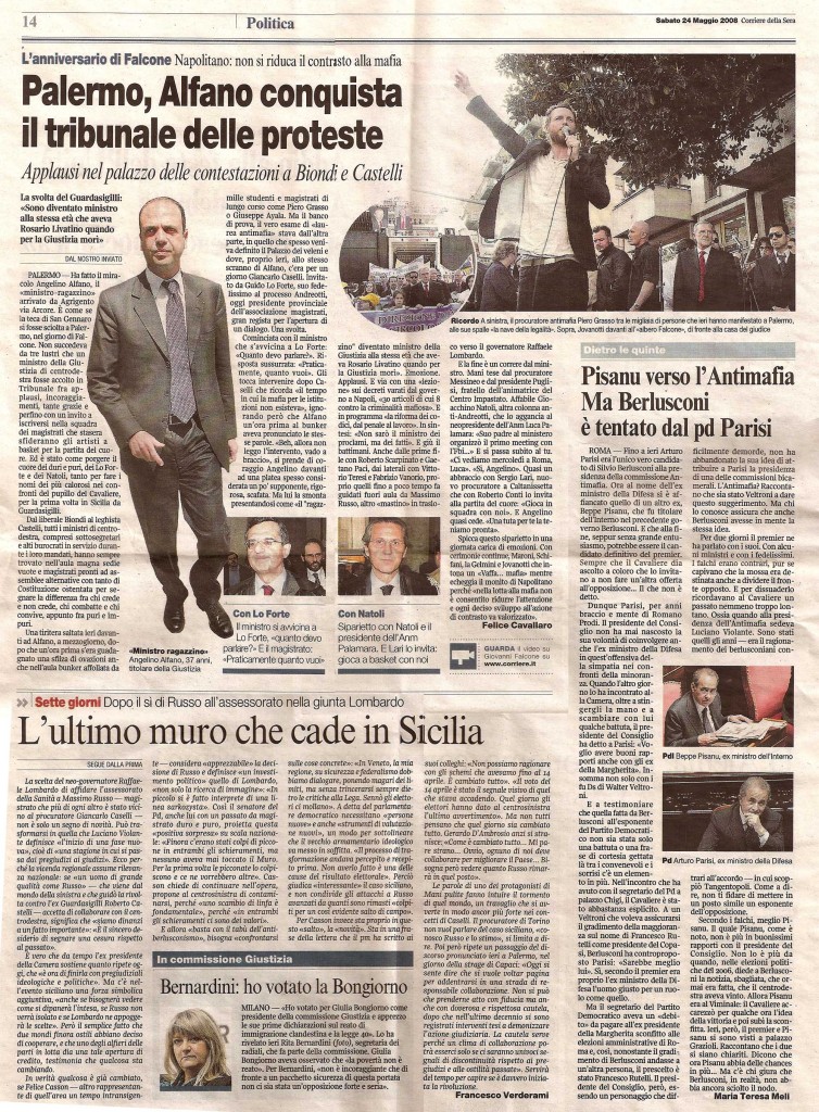 Palermo, Alfano conquista il tribunale delle proteste