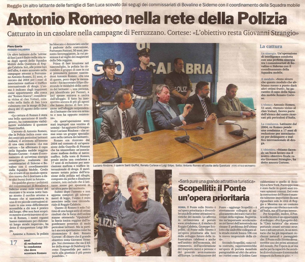 Antonio Romano nella rete della Polizia