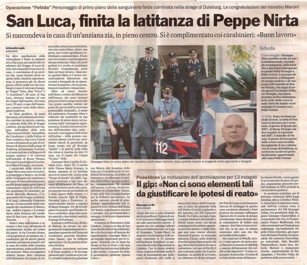 San Luca, finita la latitanza di Peppe Nirta