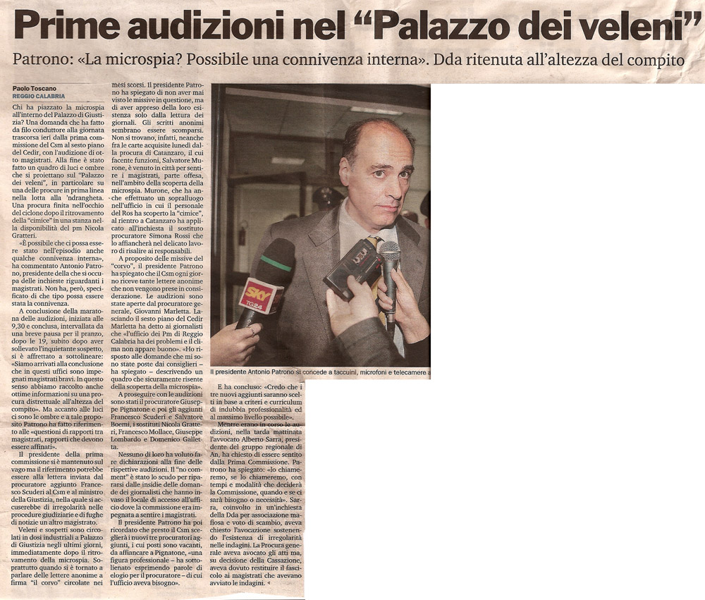 Prime audizioni nel “Palazzo dei veleni”