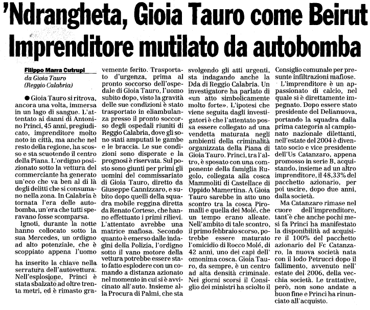 ‘Ndrangheta, Gioia Tauro come Beirut