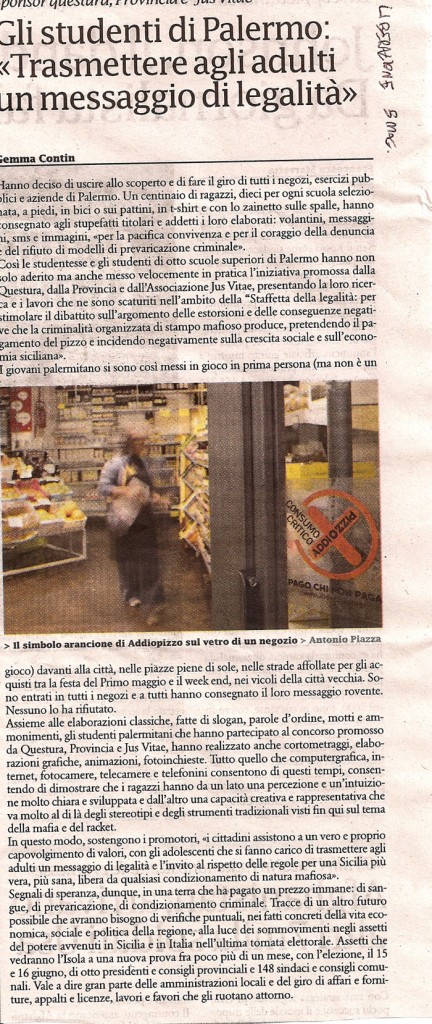 Gli studenti di Palermo «Trasmettere agli adulti un messaggio di legalità»