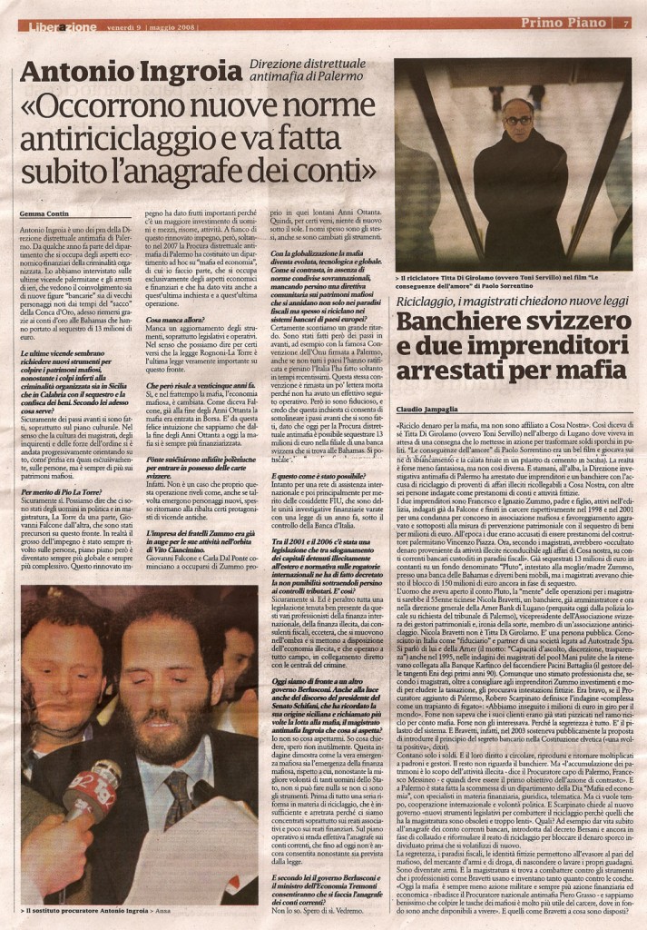 «Occorrono nuove norme antiriciclaggio e va fatta subito l’anagrafe dei conti»