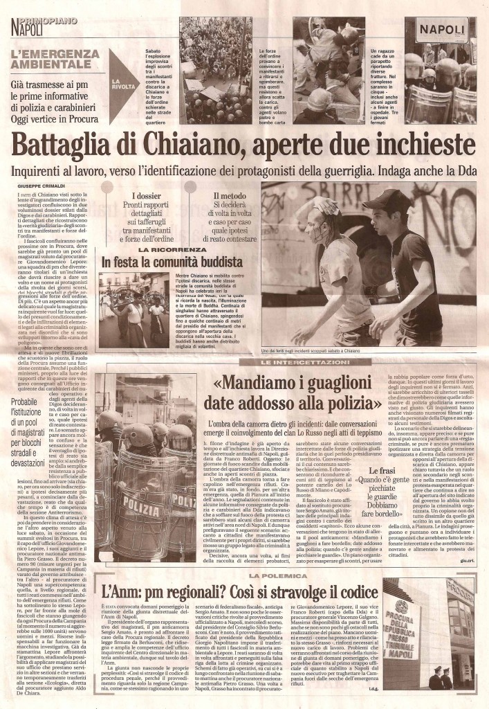 Battaglia di Chiaiano, aperte due inchieste