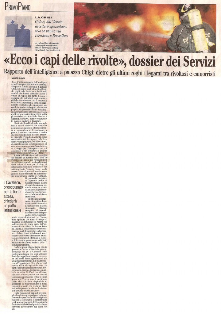 «Ecco i capi delle rivolte» dossier dei Servizi