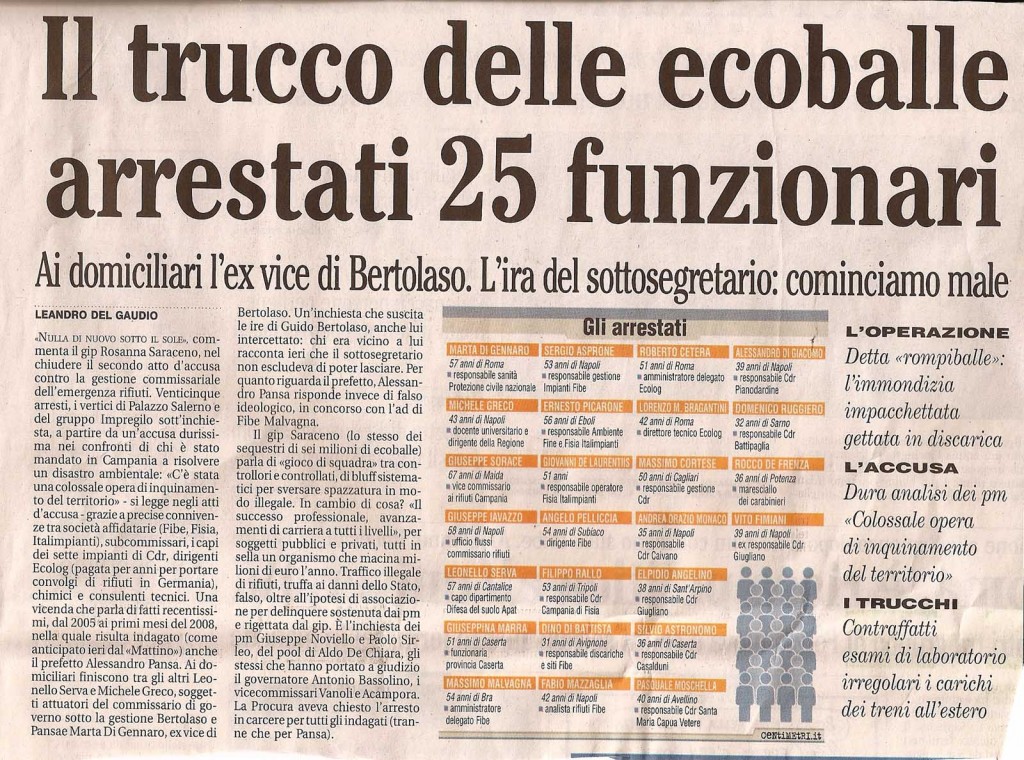 Il trucco delle ecoballe, arrestati 25 funzionari