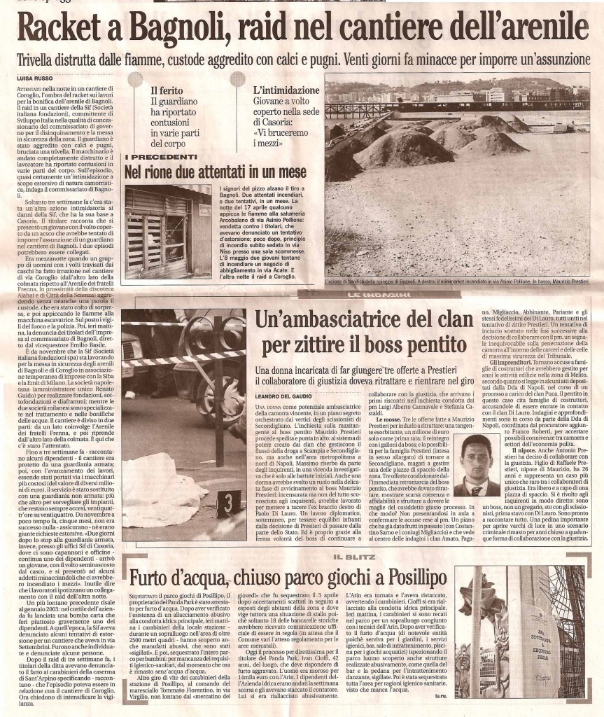 Racket a Bagnoli, raid nel cantiere dell’Arenile