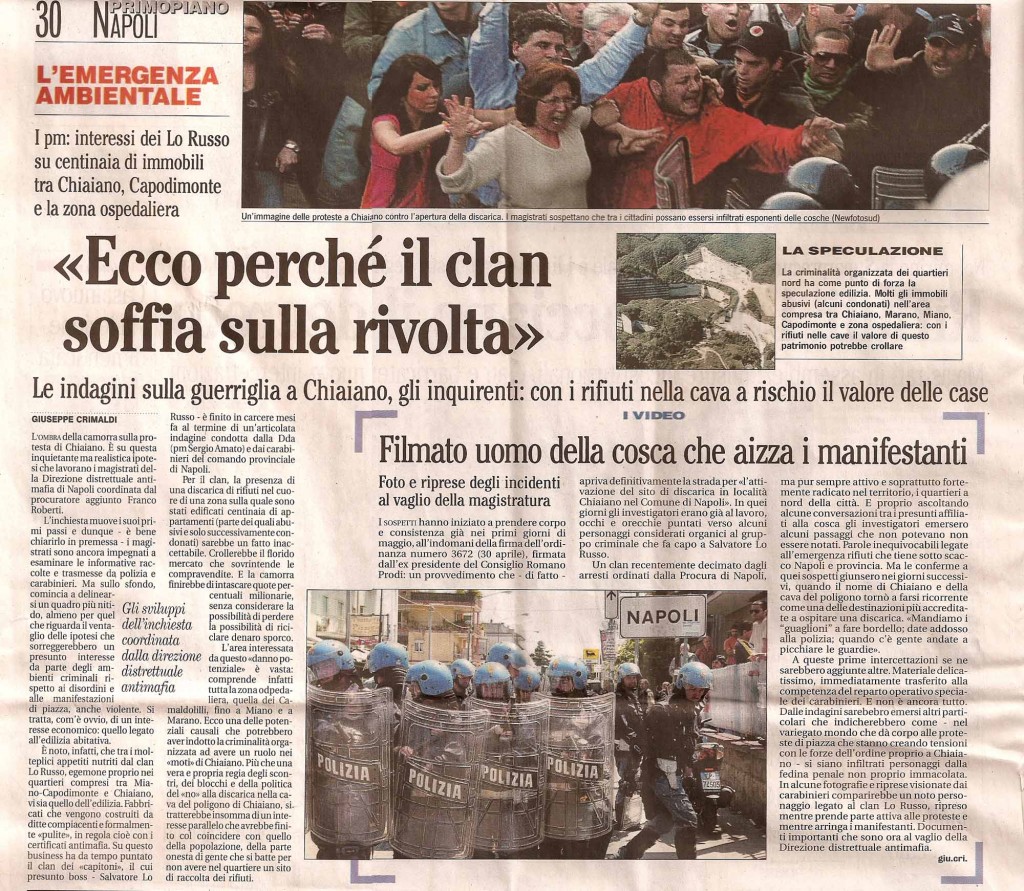 «Ecco perchè il clan soffia sulla rivolta»