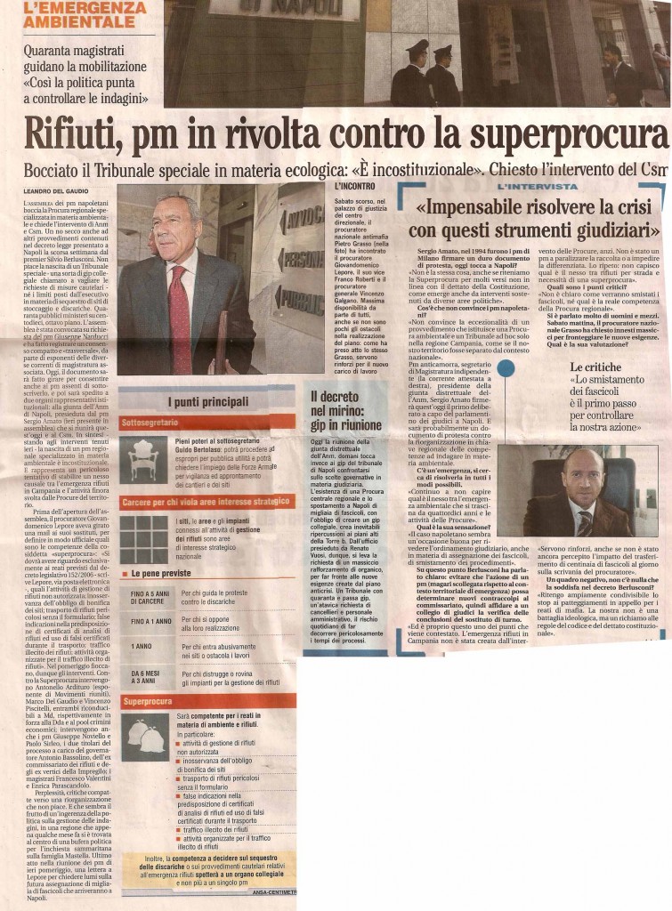 Rfifiuti, pm in rivolta contro la superprocura