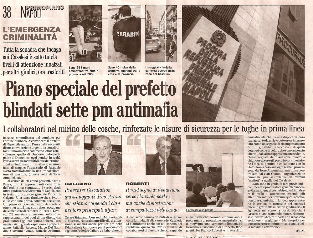 Piano speciale del prefetto, blindati sette pm antimafia