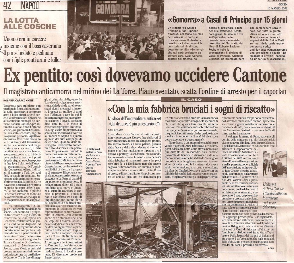 Ex pentito: così dovevamo uccidere Cantone