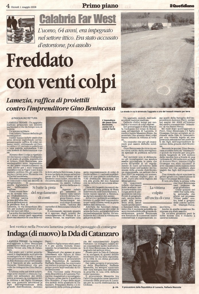 Freddato con venti colpi