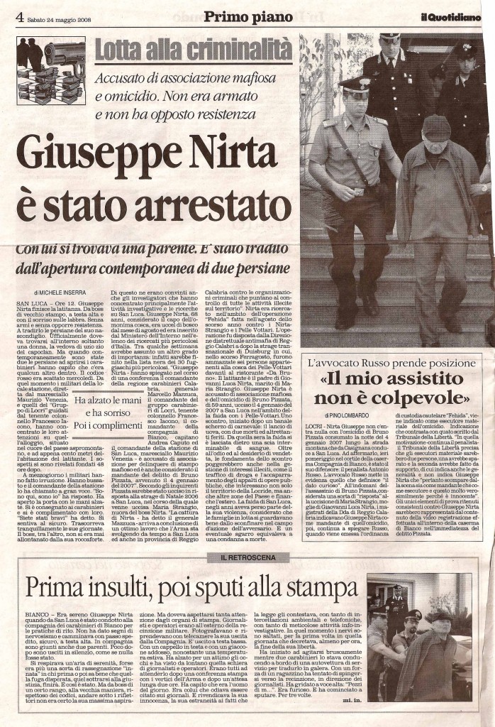 Giuseppe Nirta è stato arrestato