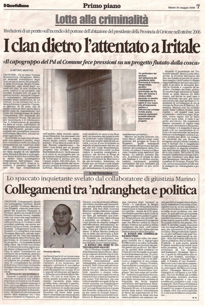 I clan dietro l’attentato a Iritale