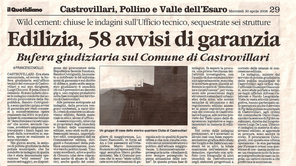 Edilizia, 58 avvisi di garanzia