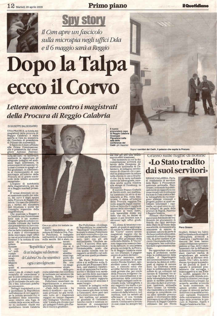 Dopo la Talpa ecco il Corvo