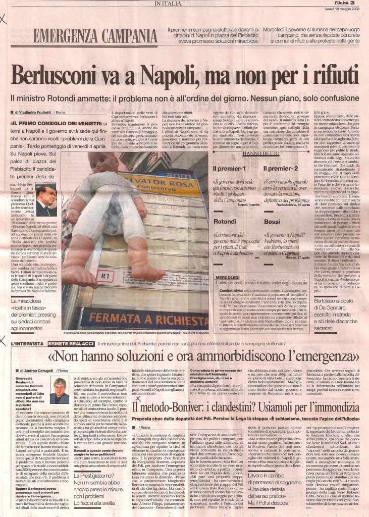 Berlusconi va a Napoli, ma non per i rifiuti