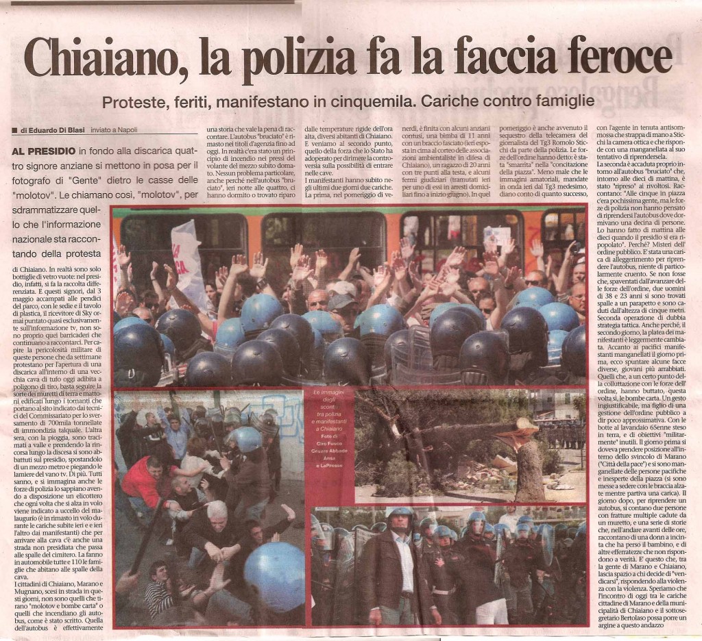 Chiaiano, la polizia fa la faccia feroce