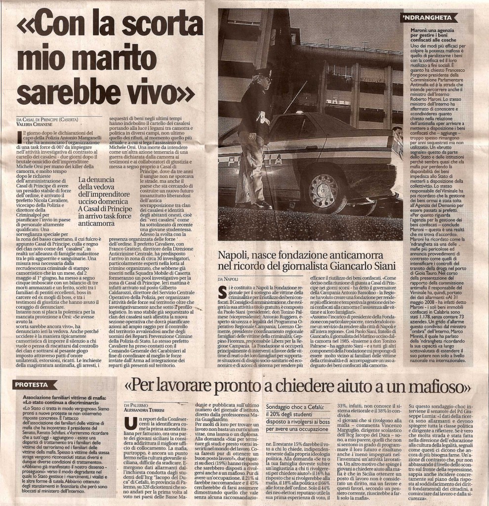 Con la scorta mio marito sarebbe vivo