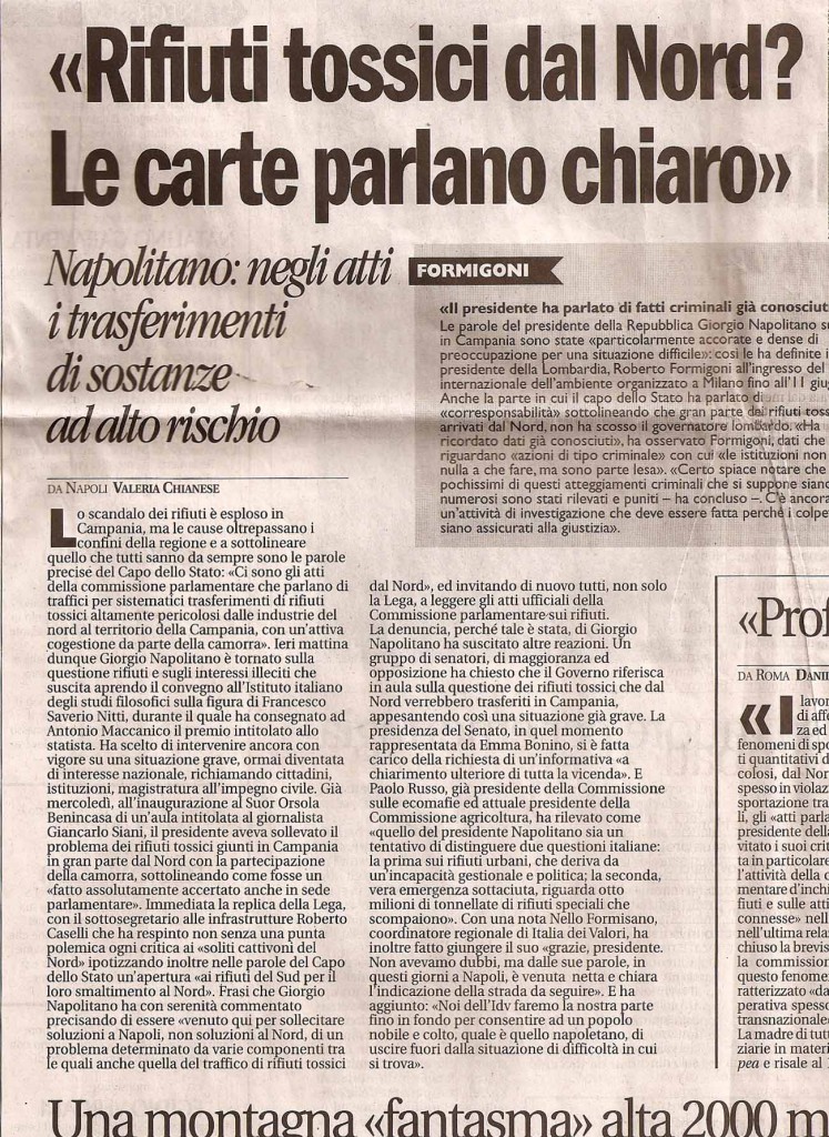 Rifiuti tossici dal Nord? Le carte parlano chiaro