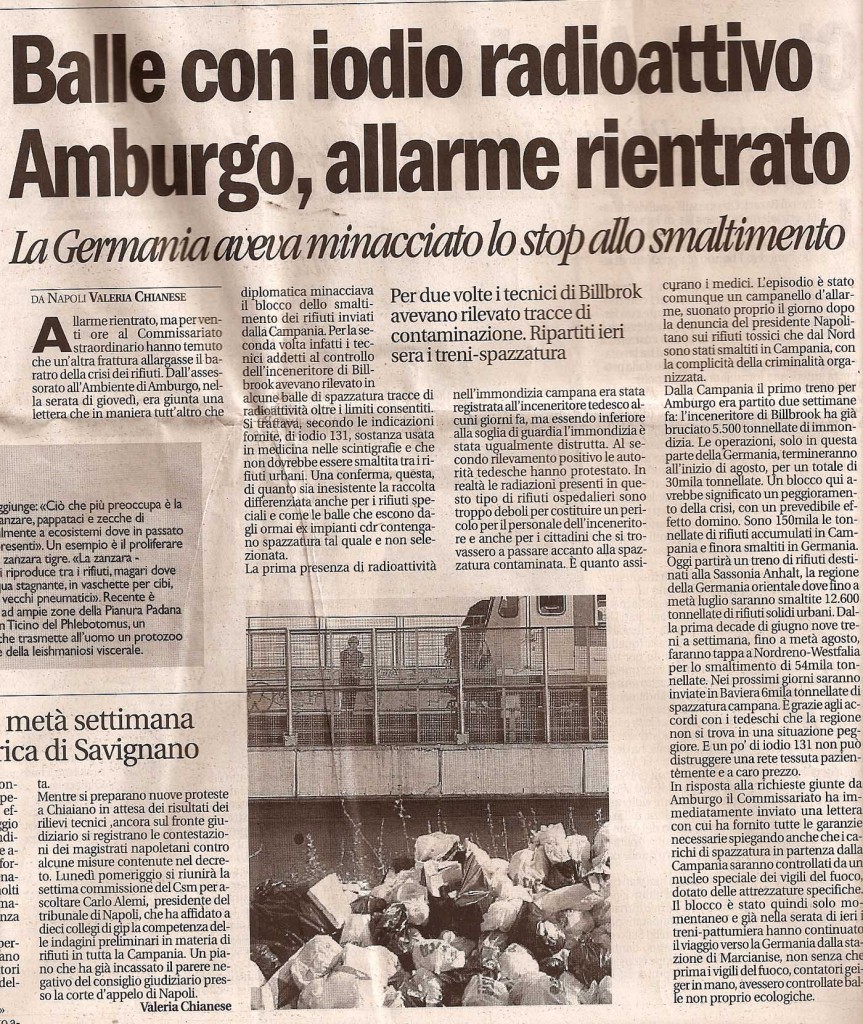 Balle con iodio radioattivo. Amburgo, allarme rientrato