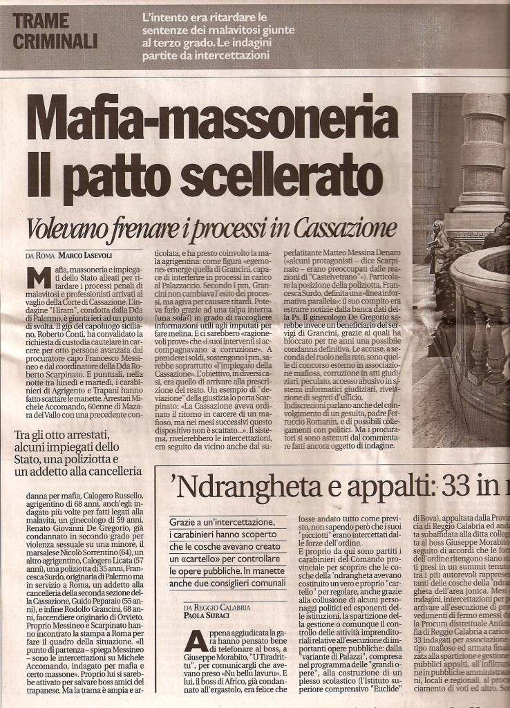 Mafia-massoneria. Il patto scellerato