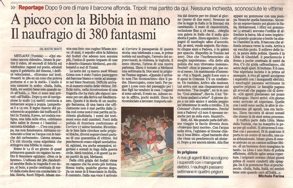 A picco con la Bibbia in mano 380 fantasmi