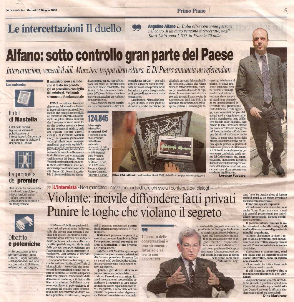 Alfano: sotto controllo la maggior parte del paese