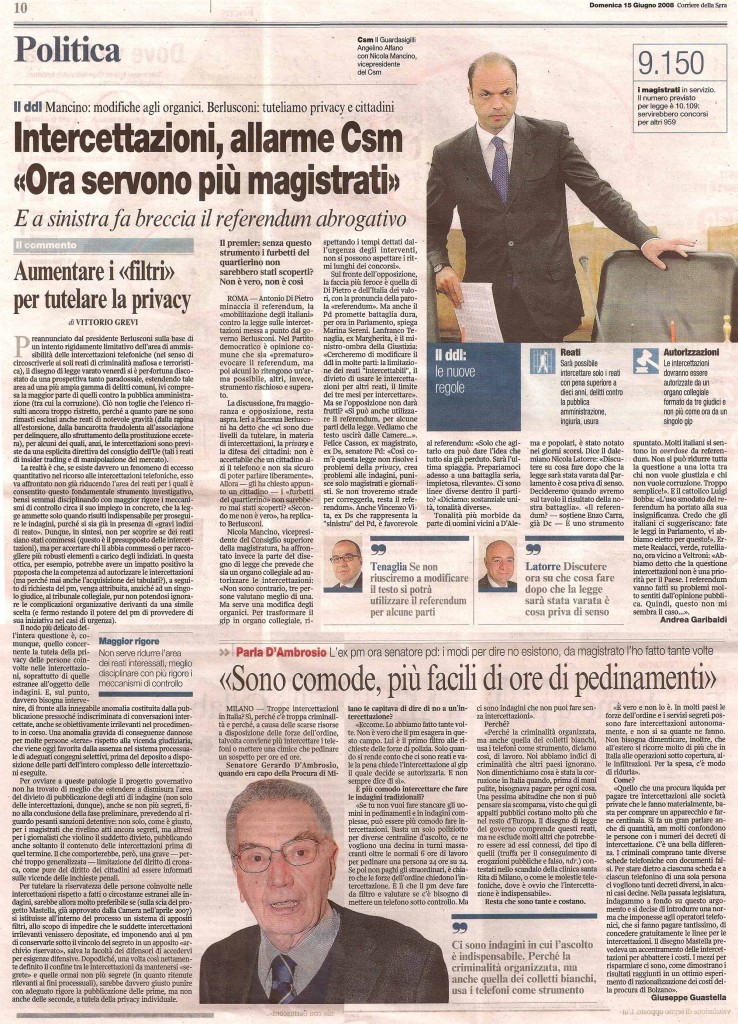 Intercettazioni, allarme Csm
