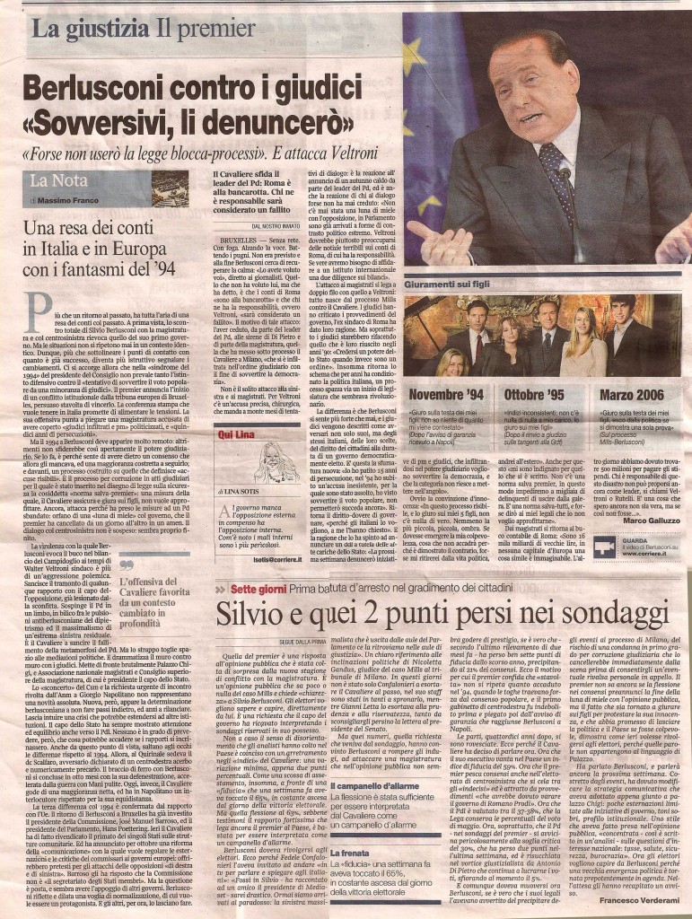 Berlusconi contro i giudici «Sovversivi li denuncerò»