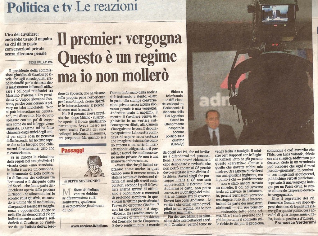 Il premier: vergogna. Questo è un regime ma io non mollerò