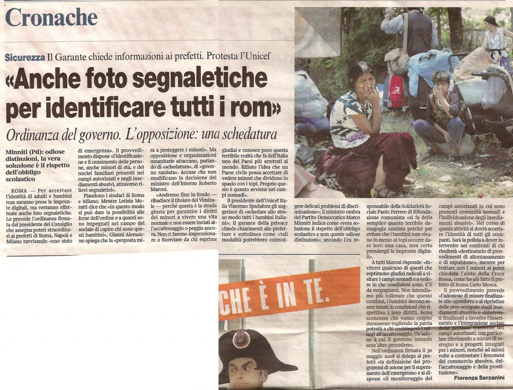 «Anche foto segnaletiche per identificare tutti i rom»