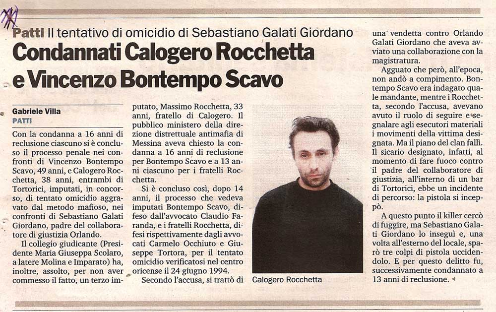 Condannati Calogero Rocchetta e Vincenzo Bontempo Scavo