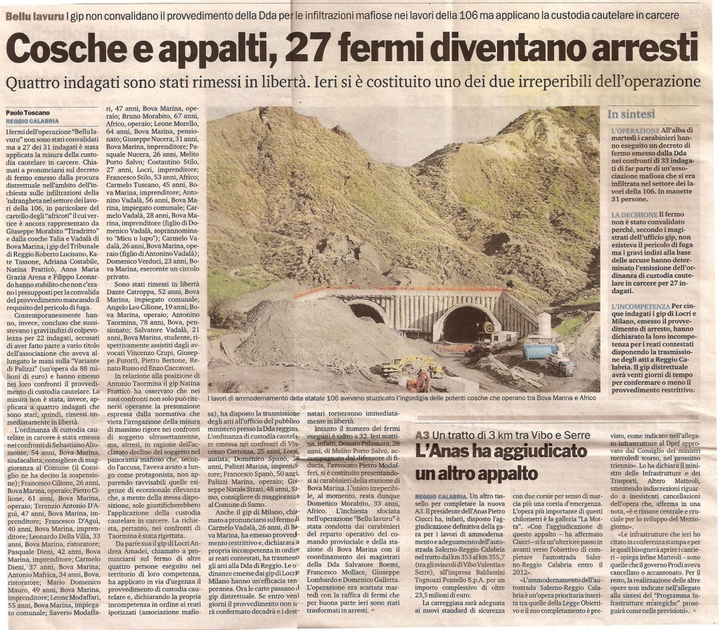 Cosche e appalti, 27 fermi diventano arresti