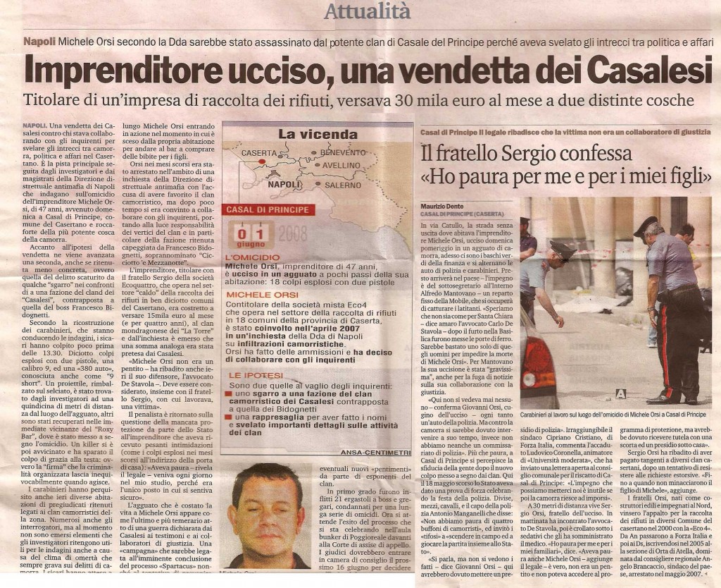 Imprenditore ucciso: una vendetta dei Casalesi