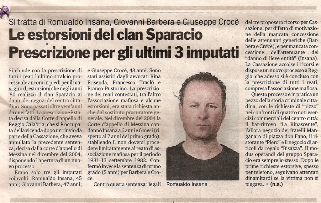 Le estorsioni del clan Sparacio. Prescrizioni per gli ultimi 3 imputati