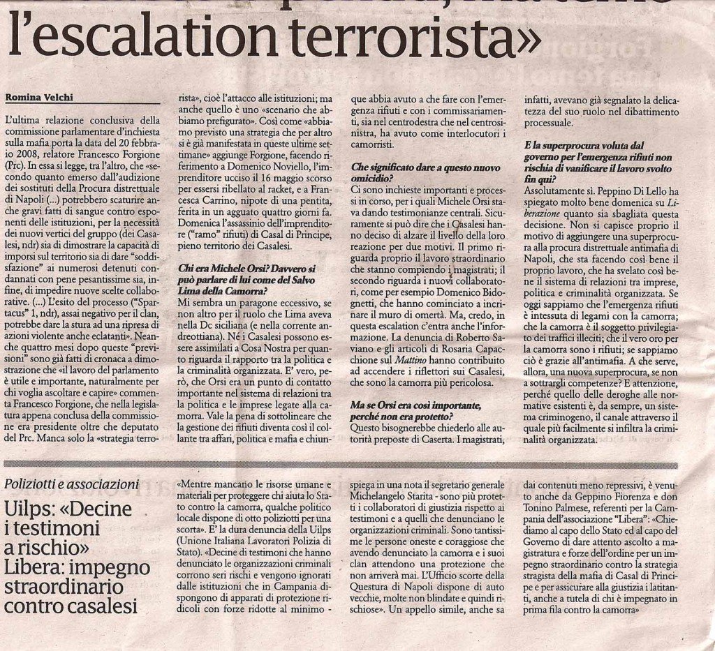 «Attacco ai pentiti ma temo l’escalation terrorista»