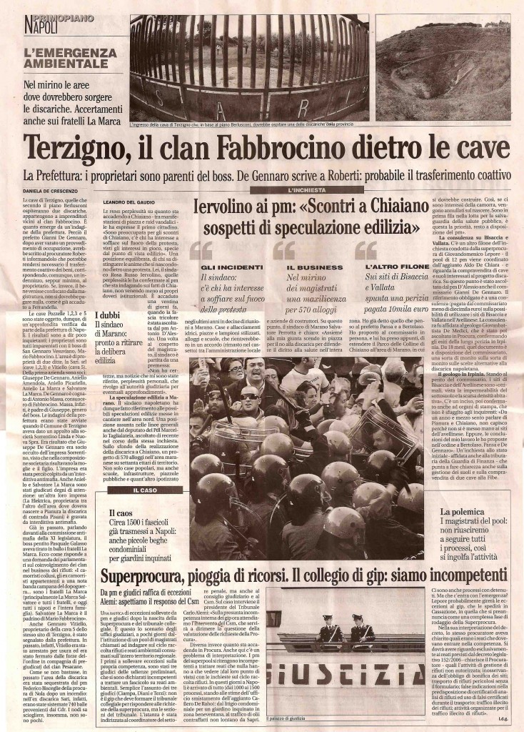 Terzigno, il clan Fabbroncino dietro le cave